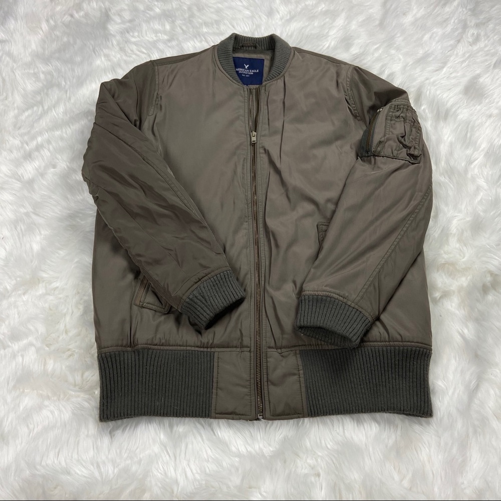 Army green oversized bomber boyfriend jacket